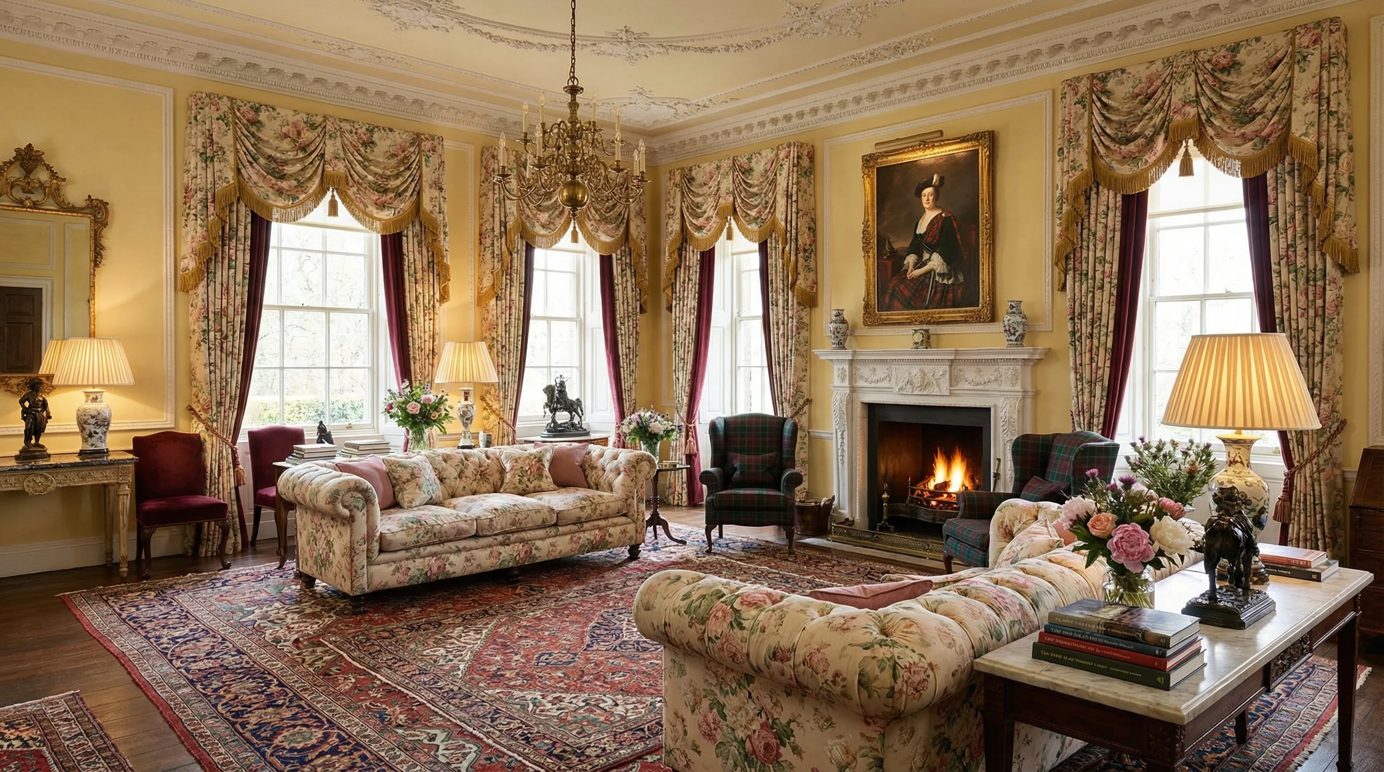 Drawing room with ancestral portraits